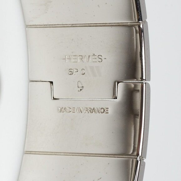 Hermes Black Enamel Enamel Palladium Plated Charniere Wide Bracelet - Picture 5 of 5